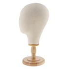 21in Cork Canvas Block Mannequin Head  Wig Making Hat Display With Wooden Stand