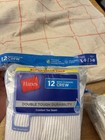Hanes Boys Cushioned Crew Socks 12 Pairs L g  3-9  Solid White gray 2 Packs