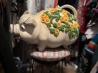 Vintage 18  1976 White yellowflower Pig Bank Universal Statuary Corp W  Stopper 