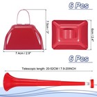 6pcs 3  Cow Bells For Football Games With 6pcs Collapsible Stadium Horn  Red