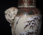 Antique Qing Dynasty Satsuma Kyota Awata - Dragon Snow Bird Vase Japanese