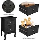 Set Of 2 Bedroom Nightstand Modern Bedside Table End Table With 2 Drawers