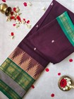 Handloom Kanchipuram Cotton Saree Maroon Traditional Green Border