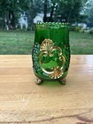 Antique Eapg Emerald Green With Gold     Glass Spooner