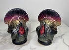 Pair Of Vintage 1950s Colorful Gurley Turkey Candles Thanksgiving Decor Unburned