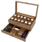 12 Slot Solid Wood Watch Box Clear Glass Top  Men s Jewelry Display Storage Case