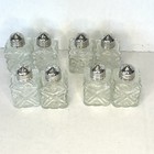Leonard Crystal Salt   Pepper Shakers Set Of 8 W  Silver Tops Made In Japan Vtg