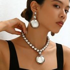  Women s Exaggerated Large Round Bead Pendant Necklace Earring Set Acrylic
