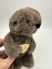 Vintage Dakin Plush Otter Pup Holding Clam Shell 1988 Vtg Stuffed Animal Toy