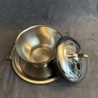 Vintage Mid Century Barware International Stainless Covered Bowl   Tray W Tools