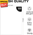 110lb White Cardstock 8 5x11   100 Sheets Heavyweight White Card Stock 300 Gsm F