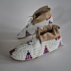 Antique Classic Cheyenne Beaded Hide Moccasins From Circa The 1890s 