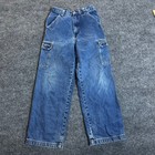 Graphite Cargo Jeans Boys Size 16 Blue Wide Leg Cotton Baggy Skater Y2k Utility