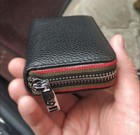 Rfid Credit Card Holder Wallet For Women Men Small Zipper Card Case Leather Gift