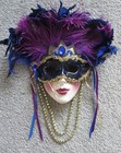 Clay Art Ceramic Face Wall Mask  Mardi Gras  Carnival Theme  Rare