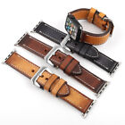 Genuine Lux Leather Apple Watch Strap Band Vintage 38 40 42 44mm Black Brown Tan