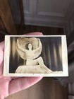 Antique Vintage Adorable Huge Hat Risqu   Sepia Snapshot Photo