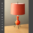 Fabulous  Mid Century Atomic Orange Tripod Lamp  50 s 60 s Vtg Table Mcm Vtg