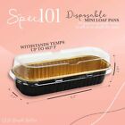 Spec101 Mini Loaf Pans With Lids And Spoons - Black 50pk Aluminum Baking Pans