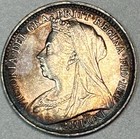 1897 Great Britain Silver 3 Three Pence Coin Queen Victoria Era - Nicely Toned  