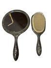 Vintage Ornate Silver Tone Vanity Set Mirror Brush Floral Victorian