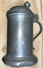 1800s Early Heavy Pewter Tankard Stein With Flip Lid