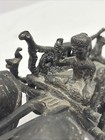 Antique Indian Bronze Hindu On Bullock Cart With 2 Bulls Sculpture
