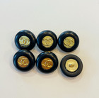 Lot Of 6 Designer Black And Gold Round Button Stamped
