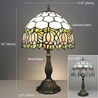 Vintage Tiffany Style Stained Glass Table Lamp Pink Flower Bedside Accent Light