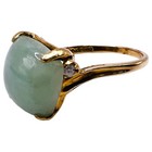 Vintage Jade Diamond Accent Ring Cocktail Jewelry 10k Yellow Gold Estate Fine