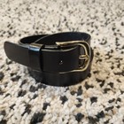 J Crew Black Italian Leather Belt Sz M 1   wide Silver Buckle Usa Guc