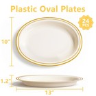 24pcs Ivory Oval Plastic Plates For Party Wedding Thanksgiving