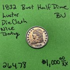 1832 Capped Bust Half Dime 5c Bu Us Coin Nice Toning Traces Of Luster Die Clash