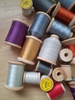 Vintage Lot Of 31 Old Wooden Sewing Thread Spools  Some Unique  Some Empty