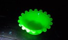 Boyd Crystal Uranium Art Glass Open Salt  Vaseline Glass Salt Dip