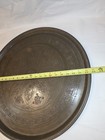 Large Vintage Hand-etched Brass Serving Tray 22    Round Ornate Middle Eastern