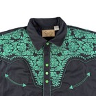 Scully Mens Xl Black Emerald Green Western Embroidered Pearl Snap Shirt