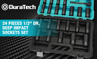 Duratech 24pc 1 2  Dr Impact Socket Set Deep Impact Socket Set Metric Sae W case