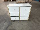 White Bedroom Dresser Chest 6 Wood Front Fabric Drawers Solid Top Metal Frame