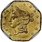 Bg-530 1853 California Fractional Gold Dollar  1 Ngc Au-58 Period 1
