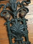 Antique Victorian Cast Iron Bench Ends Lion   Shell Ottoman Stool Base Pair