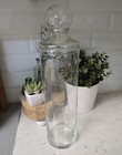 Antique Hand Blown Glass Apothecary Jar With Globe Lid   Pontil 13 75  Rare Size