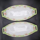 Nippon Celery Oval Dishes Green Pink Roses Gold Trim Antique 1900s  set Of 2 