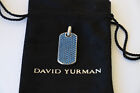 David Yurman Sterling Silver 35mm Streamline Dog Tag Pendant Amulet Sapphire