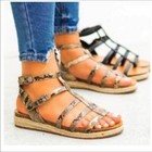Strappy Gladiator Sandals Women 6 Flat Summer Casual Shoe Faux Python Snakeskin