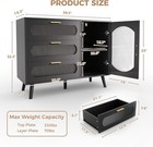 Modern Sideboard W  Glass Door   Drawer  Black Storage Cabinet For Multiple Room