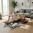 Natural Cowhide Rug Brindle Tricolor Speckled Genuine Hair On Real Leather Hide