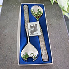 Hardanger Sylvplett Konge Tinn Viking Pewter Salad Set Serving Spoon Fork Norway