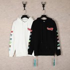 Off White Graffiti Arrow Pattern Pullover Hooded Sweater