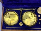 Antique Brass Polished Balance Scale With Velvet Box With Weights Jewelry Gift